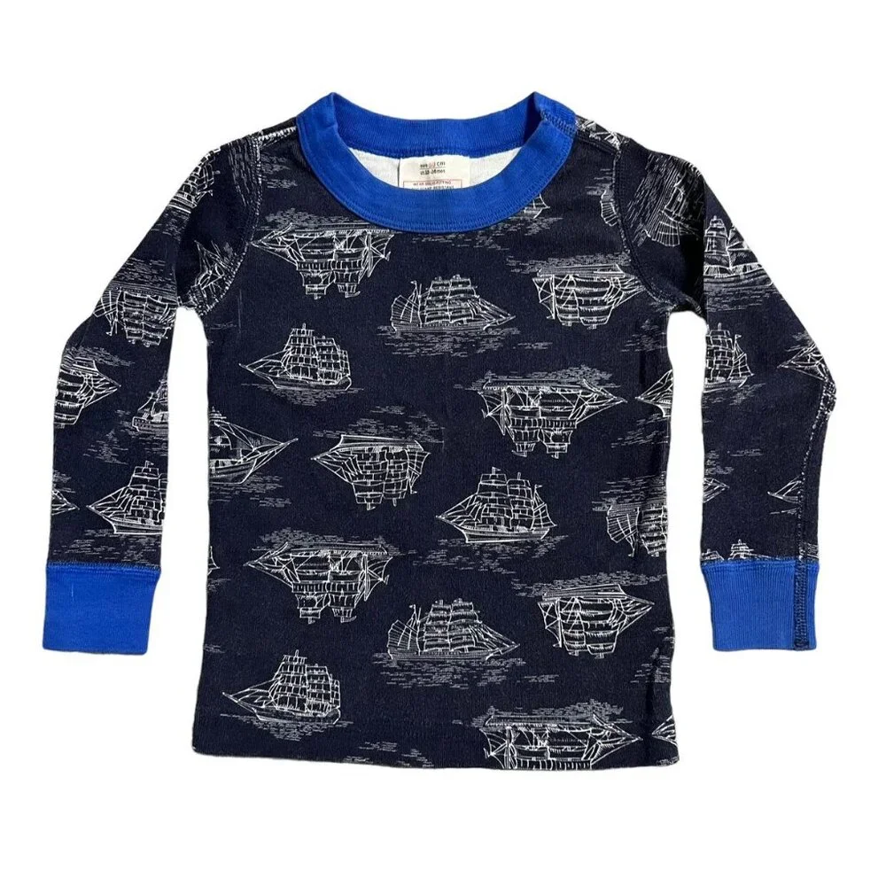 Hanna Andersson Sz 80 (18-24m) Navy Ship Long John Pajamas
